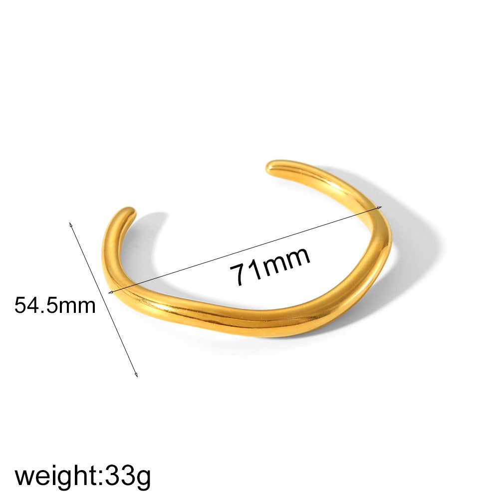INS Style Irregular Titanium Steel Open Cuff Bracelet