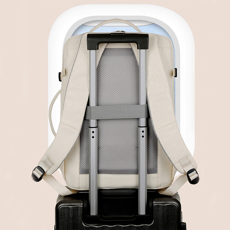 Large-capacity unisex backpack with multiple pockets for business travel.