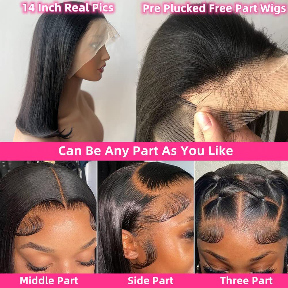 Lace Wig Natural Color Free-parting Short And Straight