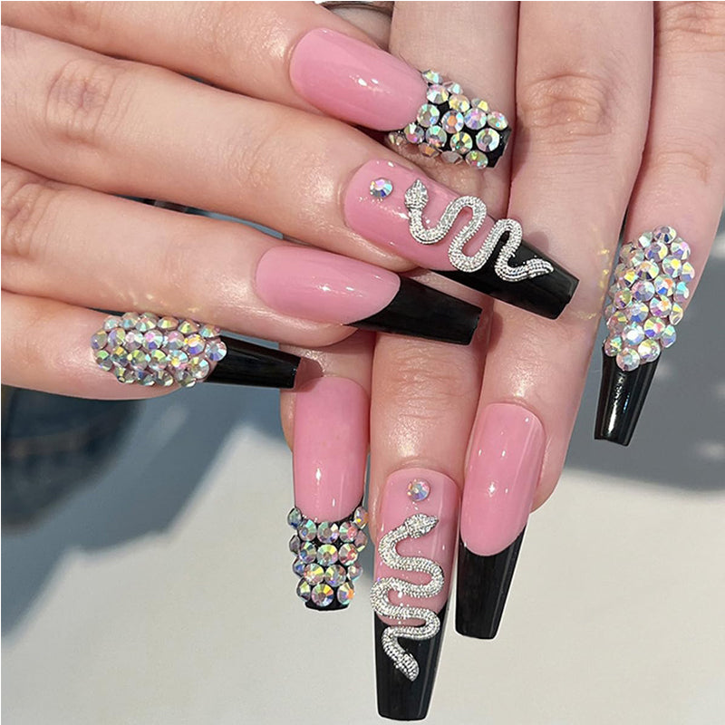 24pcs Diamond Snake Nails