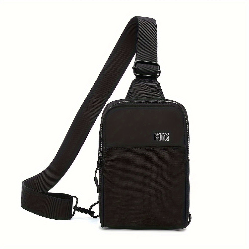 Mini black unisex crossbody sling bag for travel and daily use.