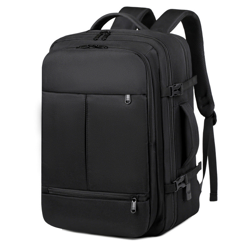 Large-capacity unisex backpack with multiple pockets for business travel.
