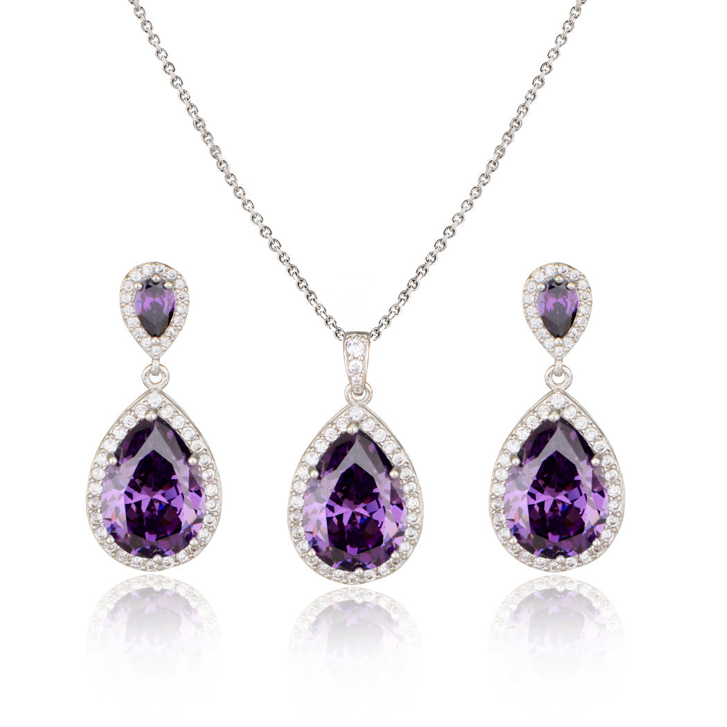 Necklace Eardrops Suit Bride Wedding Jewelry Simple Graceful