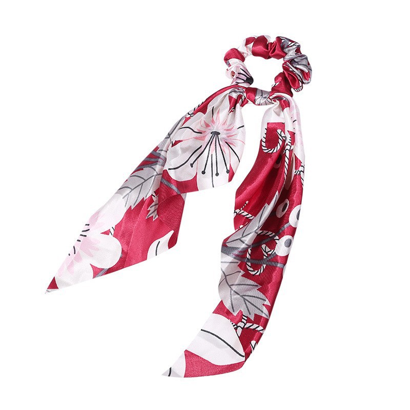 Elegant Floral Hair Scarf | Long Streamer Ponytail Tie
