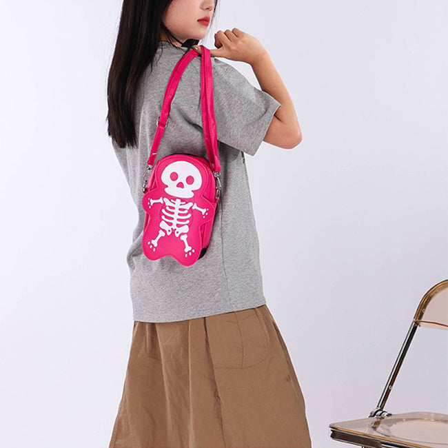 Women’s Halloween skull crossbody bag, small Y2K messenger style.