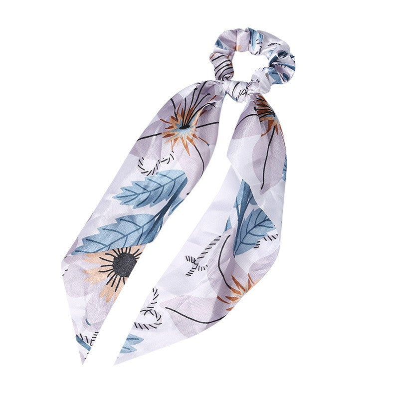 Elegant Floral Hair Scarf | Long Streamer Ponytail Tie
