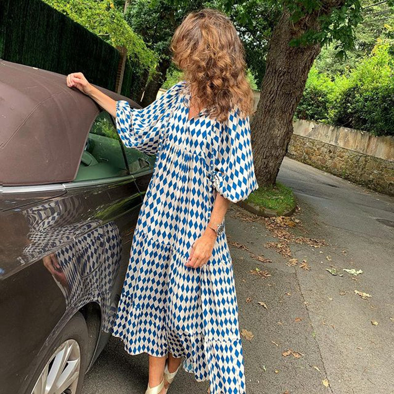 Vintage Bohemian V-Neck Maxi