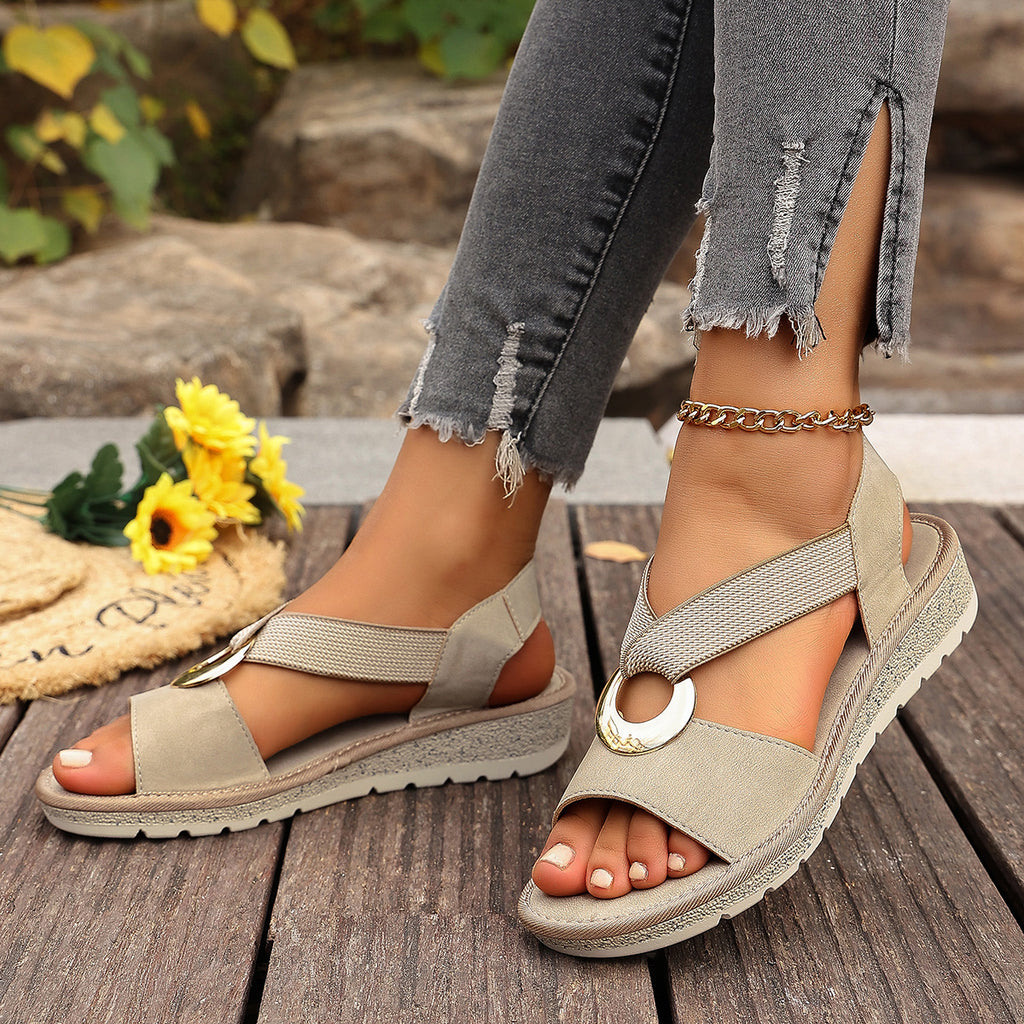 Plus-size Jute Wedge Sandals
