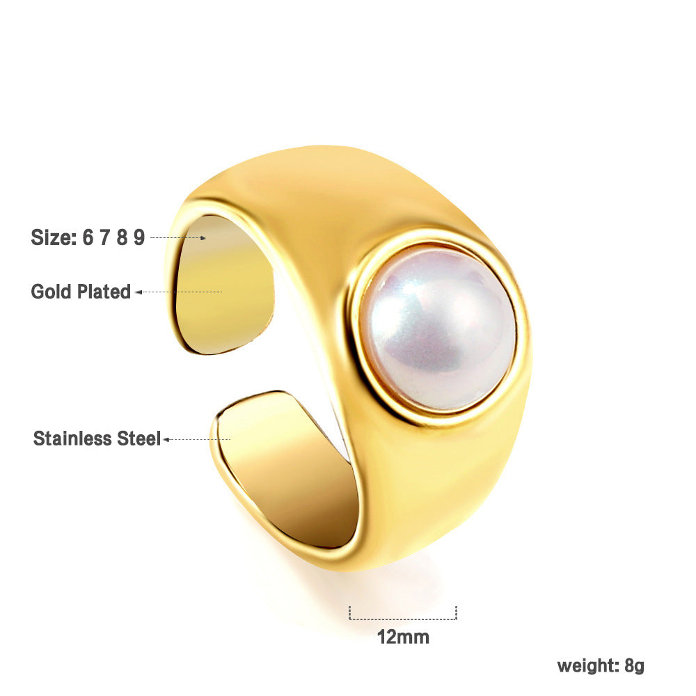 Gold-plated Stainless Steel White Shell Jewelry