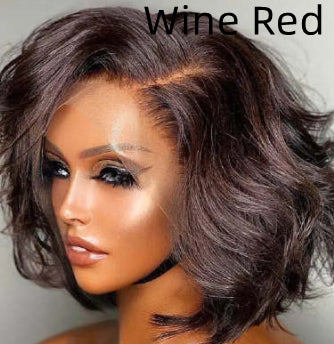 Front-lace Short Curly With Big Waves Wig Cap