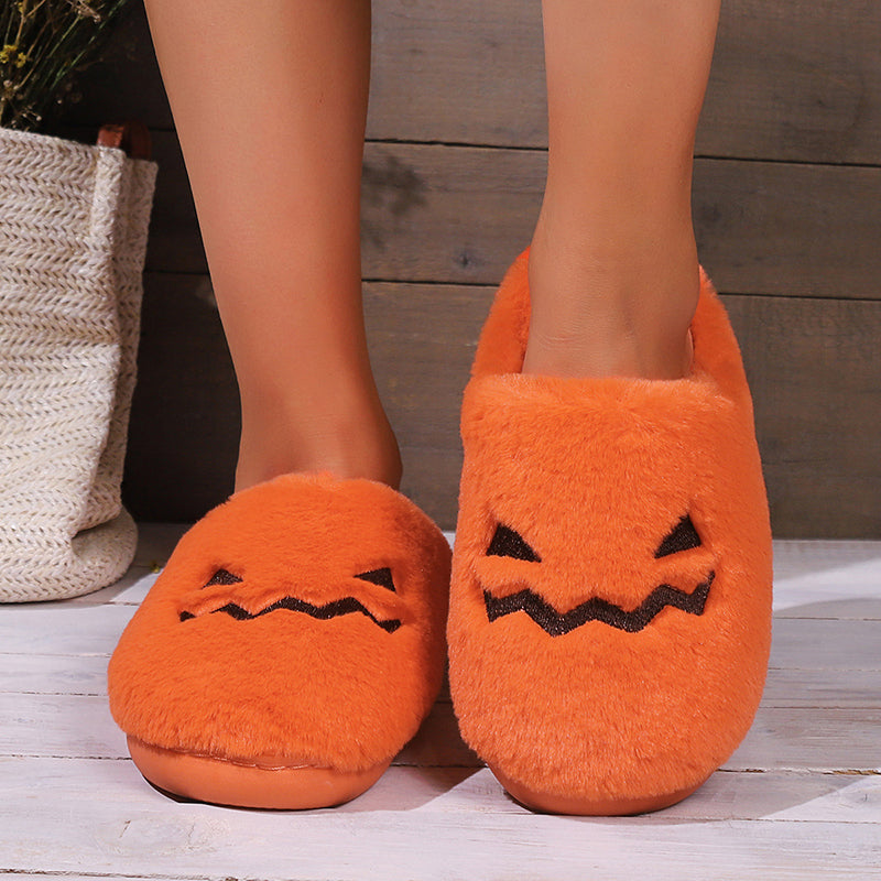 Cute Pumpkin Plush Indoor Slippers