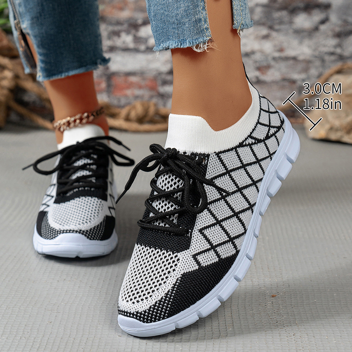 Plaid Mesh Fashion Trainers