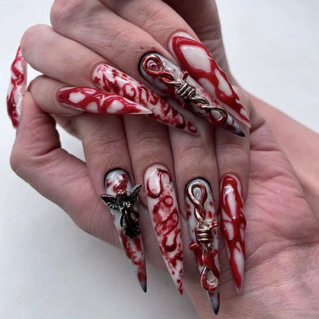 24pcs Terrifying Angel Nails