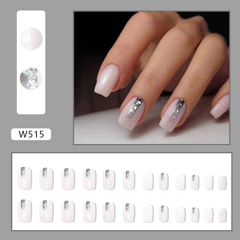 Simple Square Fake Nails Black Gradient