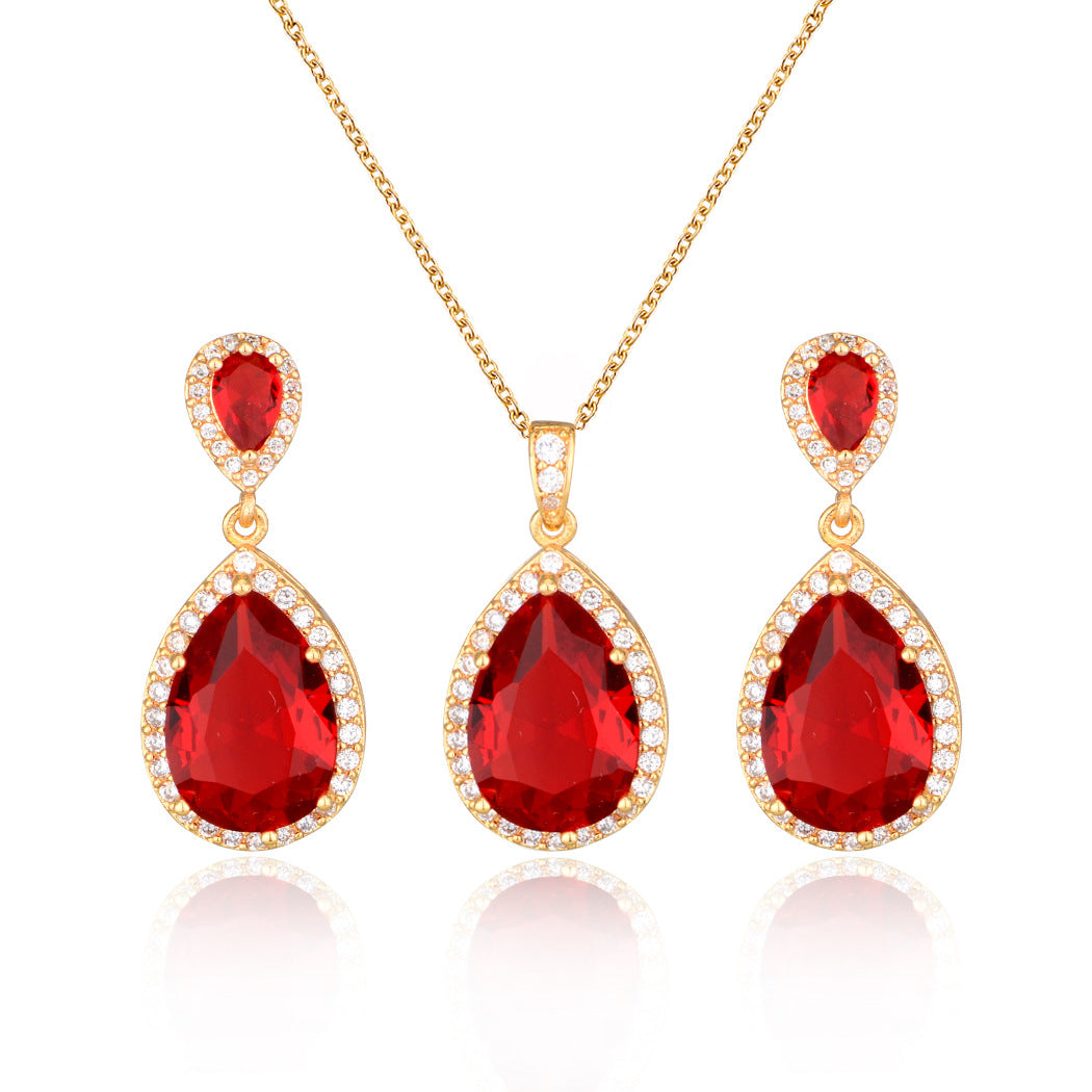 Necklace Eardrops Suit Bride Wedding Jewelry Simple Graceful