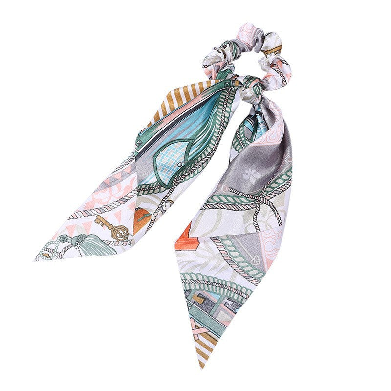 Elegant Floral Hair Scarf | Long Streamer Ponytail Tie