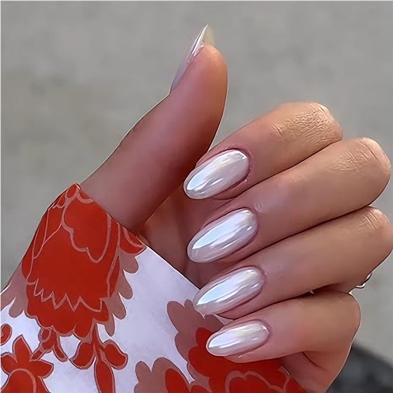 24pcs Aurora White Nails