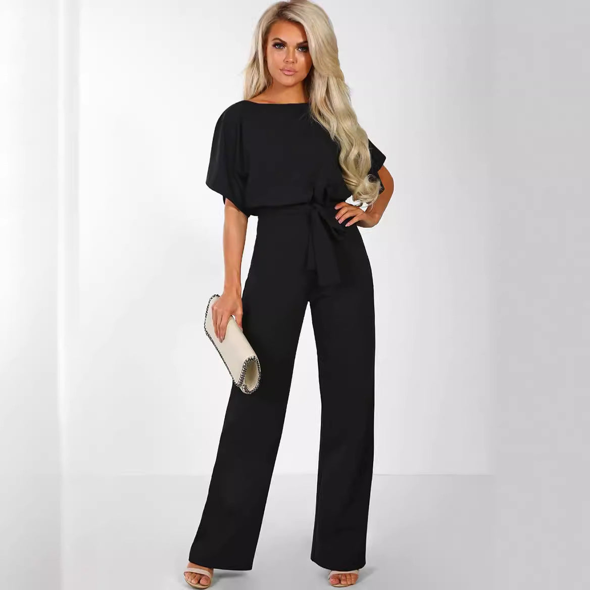 Belted Straight-Leg Jumpsuit