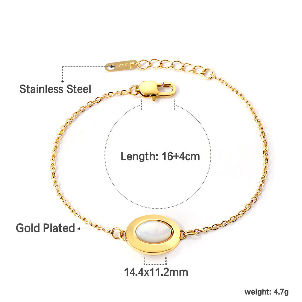 Gold-plated Stainless Steel White Shell Jewelry