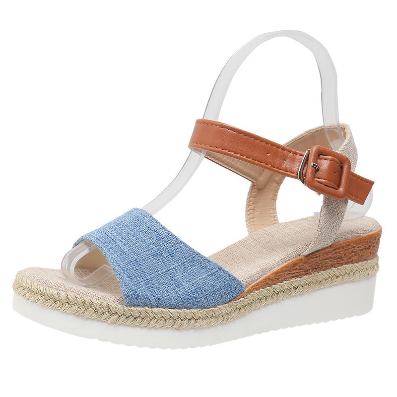 Women's Ankle-Strap Jute Wedge Sandals