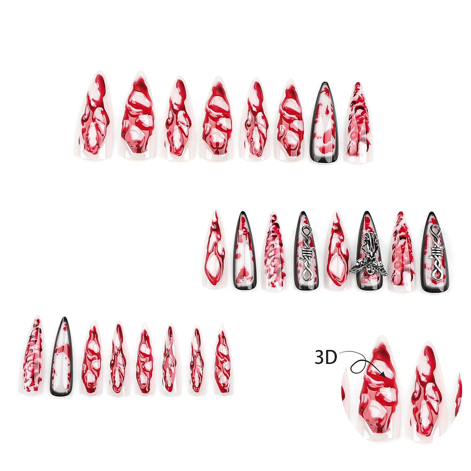 24pcs Terrifying Angel Nails