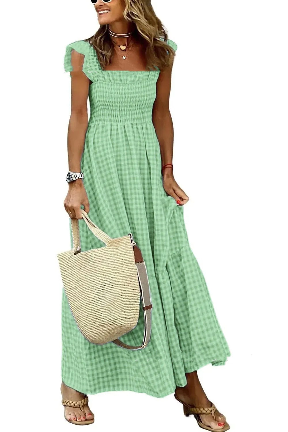 Sleeveless A-Line Plaid Swing