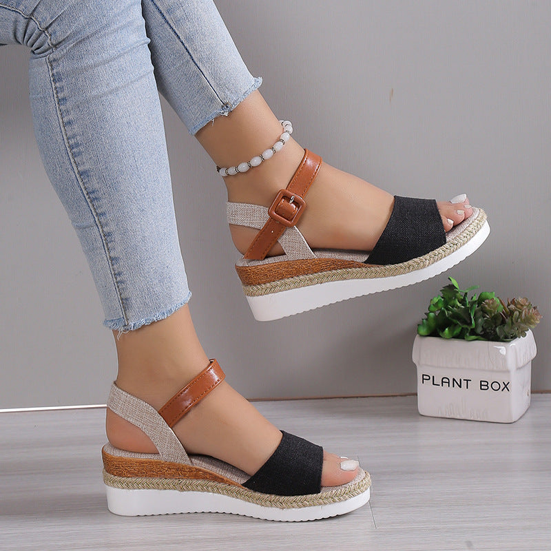 Women's Ankle-Strap Jute Wedge Sandals