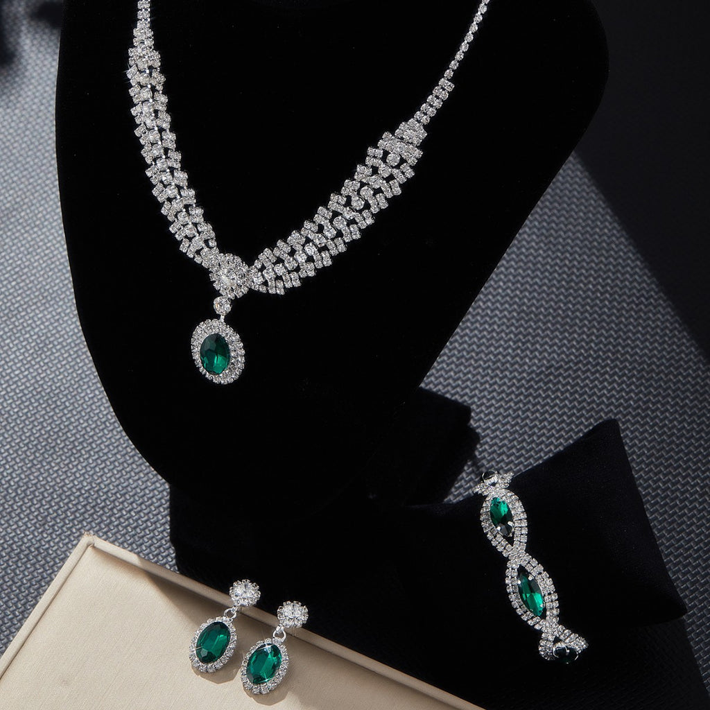 Style Elegant Luxury Sapphire Necklace Set Of Four Pieces